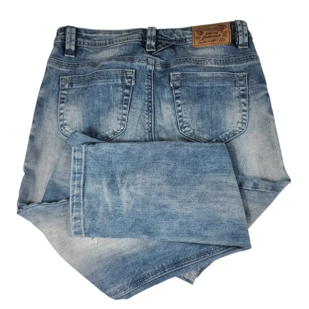 Diesel Blue Denim Distress Jeans Mid Rise 12 Y 28